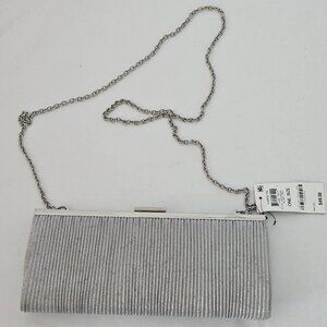 INC INTERNATIONAL CONCEPTS Carolyn Metallic Silver Lurex Small Women's Clutch Ev